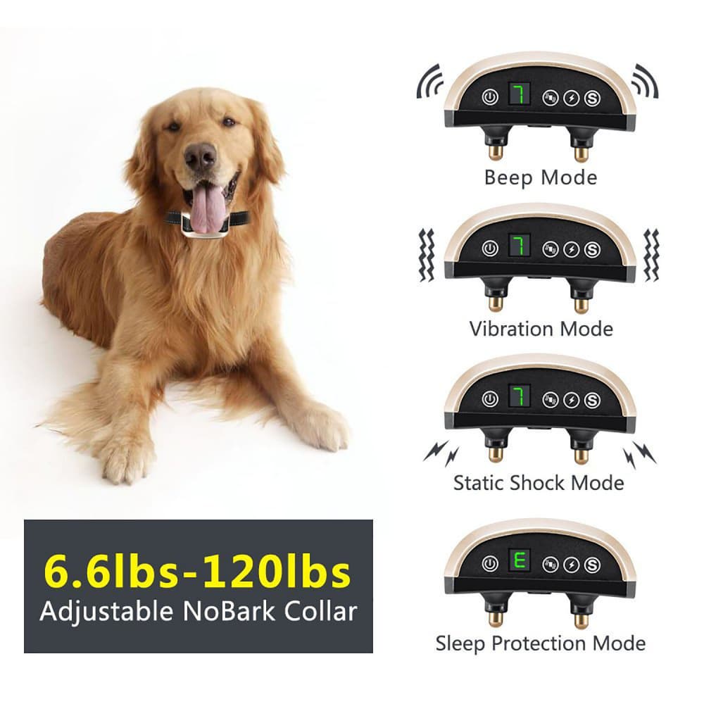 Rechargeable Rainproof Anti No Bark Shock Dog Trainer Stop Barking Dog Training Collar