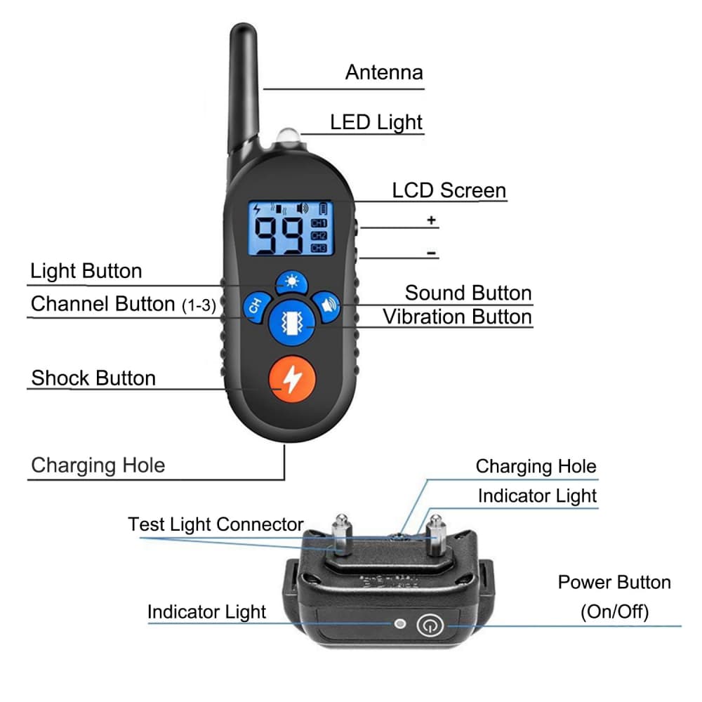 Waterproof&rechargeable dog training collar for 2 dogs