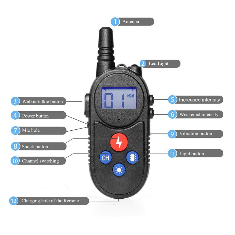 dog training collar with walkie talkie Remote Control Distance Up to 3280Ft