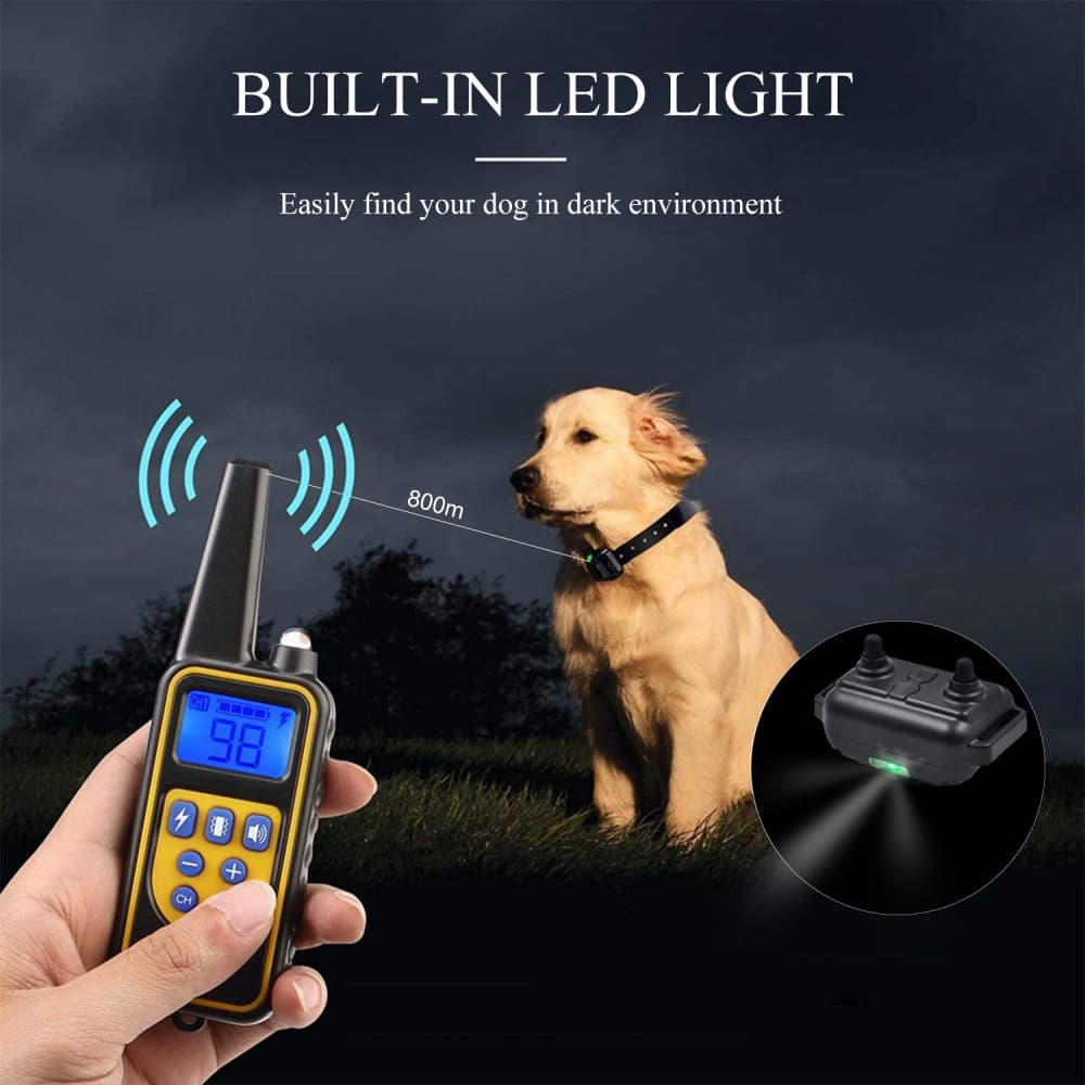 dog training collar 800M remote rechargeable and waterproof dog trainer